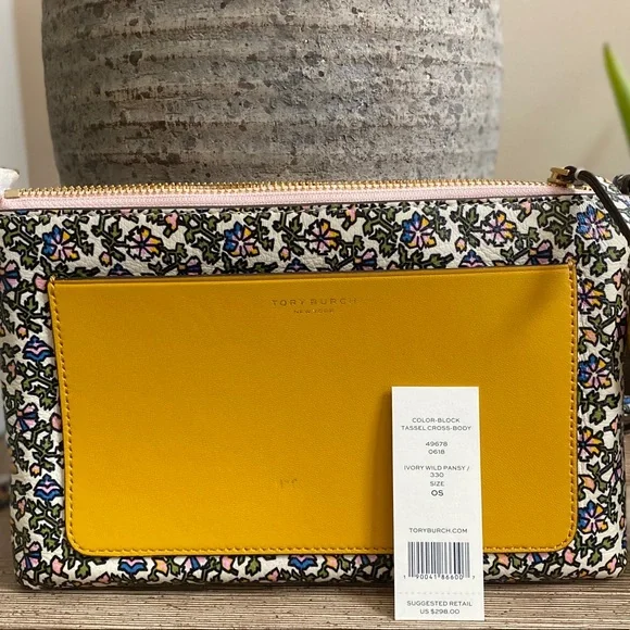 Tory Burch Tassel Print Leather Crossbody Bag